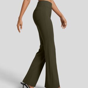 Halara Dark Olive High Waisted Back Pocket Pull On Flare Pants Size XS Tall